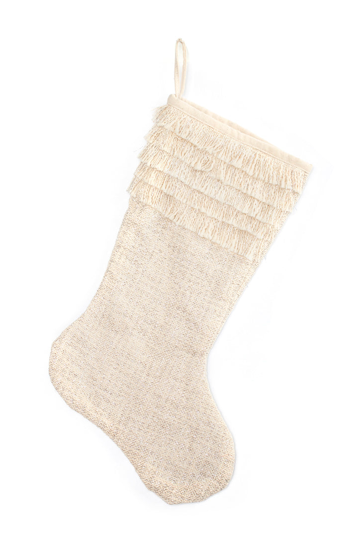 Ivory Fringe Stocking Set of 2