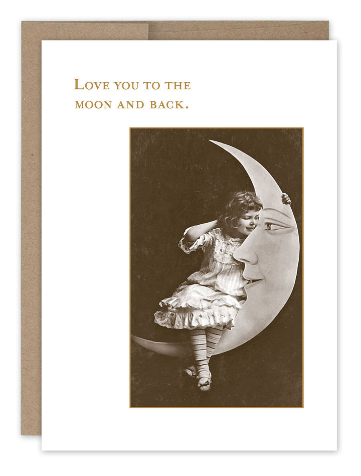 Little Girl On Moon Love Card