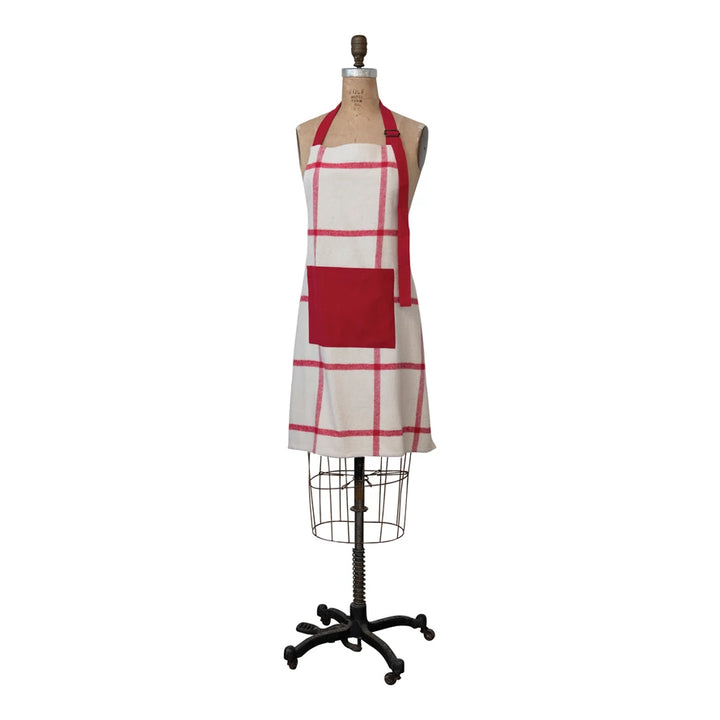 Red and Cream Cotton Flannel Apron