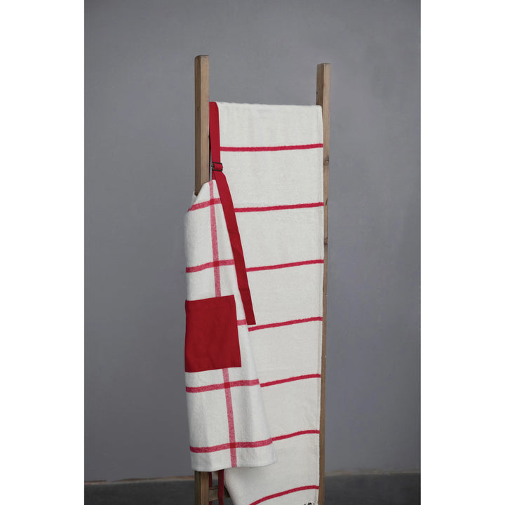 Red and Cream Cotton Flannel Apron