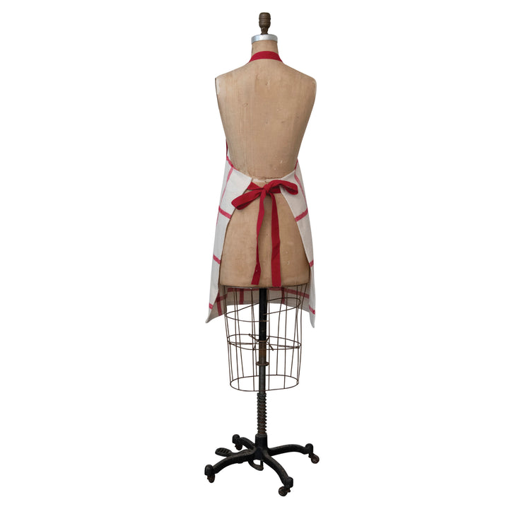 Red and Cream Cotton Flannel Apron