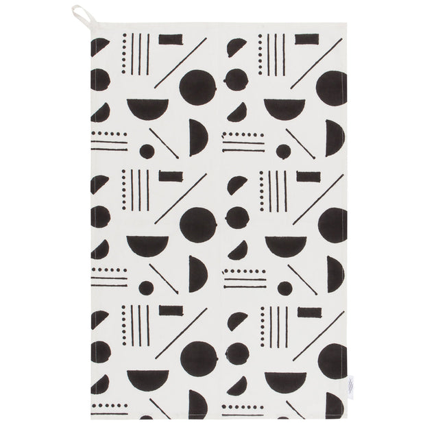 Black White Abstract Tea Towel